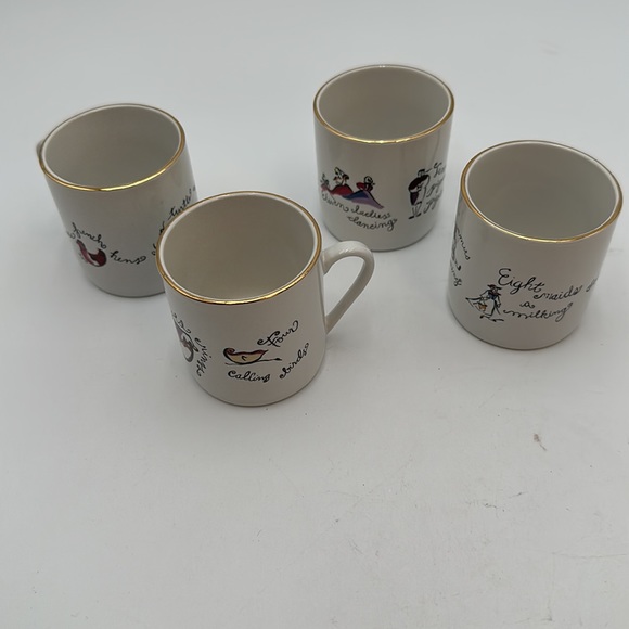 Dessert Set 4 Rosanna Espresso cups & saucers Twelve Days of Christmas Porcelain - Picture 12 of 16